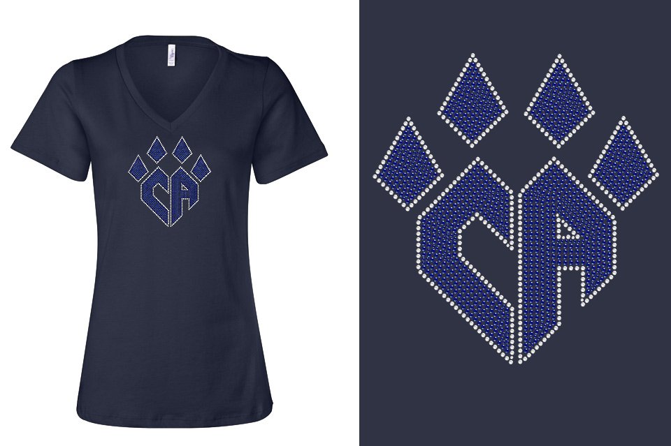 Rhinestones CA Cheer Athletics Women's Relaxed V-Neck