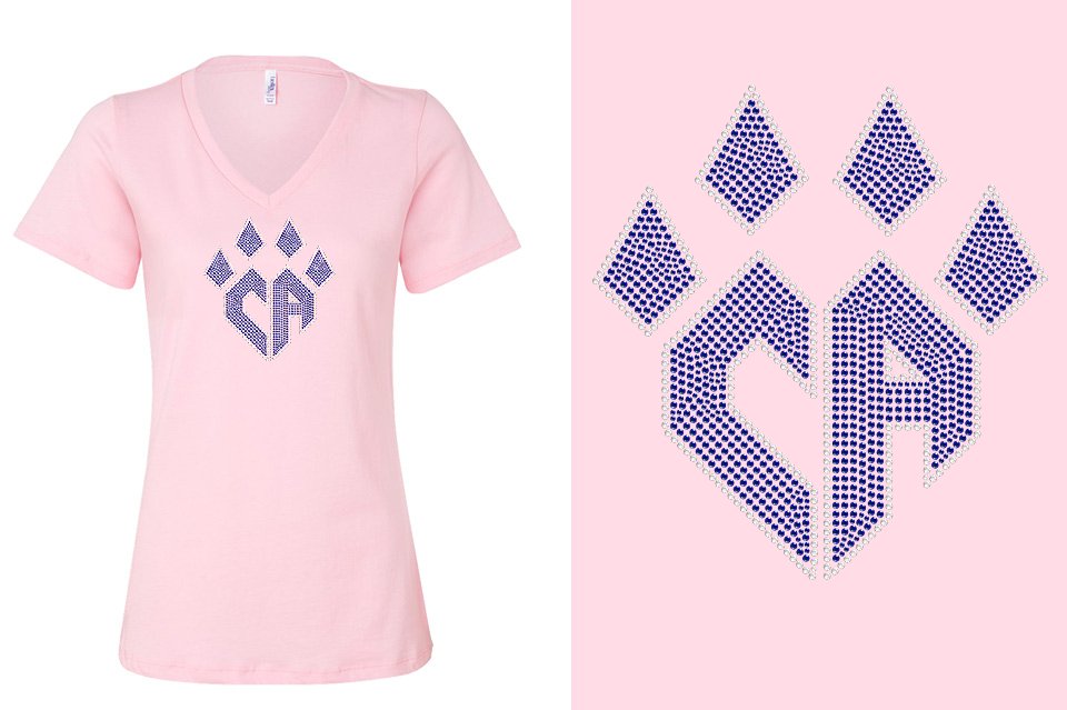 Rhinestones CA Cheer Athletics Women's Relaxed V-Neck