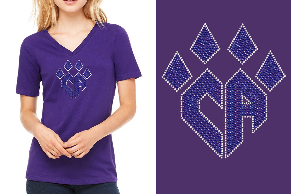 Rhinestones CA Cheer Athletics Women's Relaxed V-Neck