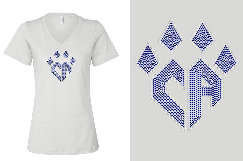 Rhinestones CA Cheer Athletics Women's Relaxed V-Neck