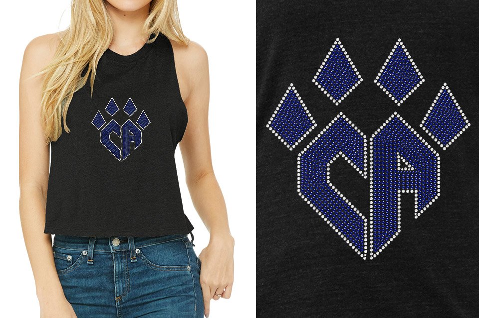 Rhinestones CA Cheer Athletics Women's Racerback Cropped Tank