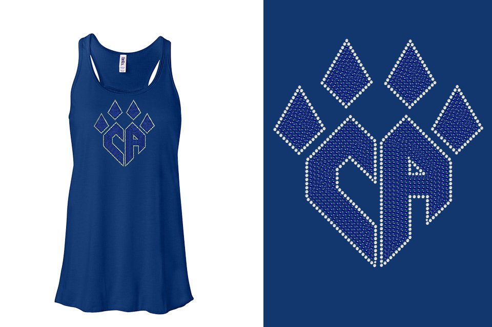 Rhinestones CA Cheer Athletics Youth Flowy Racer Tank