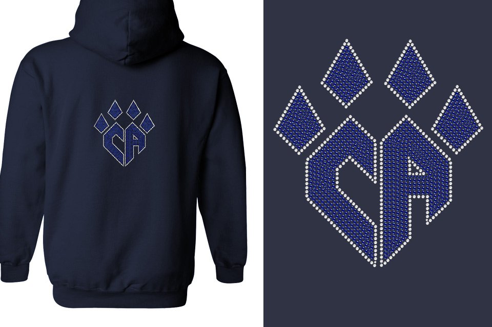 Rhinestones CA Cheer Athletics Unisex Zip Hoodie