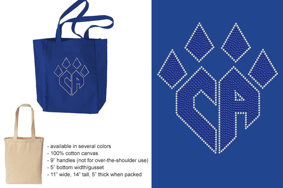 Rhinestones CA Cheer Athletics Canvas Bag