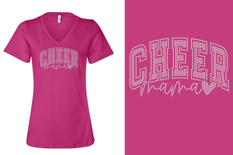 Rhinestones CA Cheer Athletics Cheer Mama Women's Relaxed V-Neck