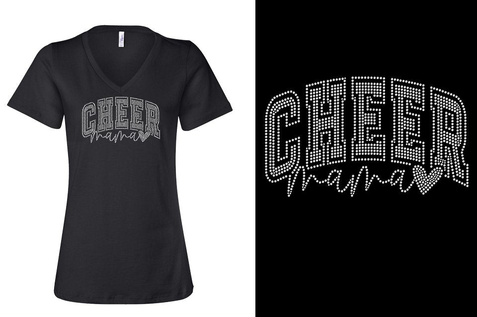 Rhinestones CA Cheer Athletics Cheer Mama Women's Relaxed V-Neck