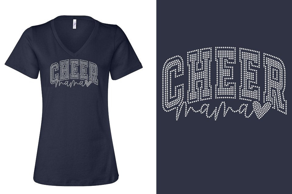 Rhinestones CA Cheer Athletics Cheer Mama Women's Relaxed V-Neck