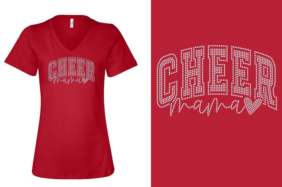 Rhinestones CA Cheer Athletics Cheer Mama Women's Relaxed V-Neck
