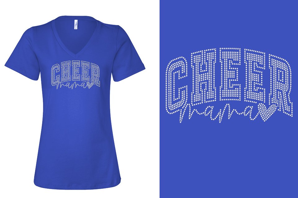 Rhinestones CA Cheer Athletics Cheer Mama Women's Relaxed V-Neck