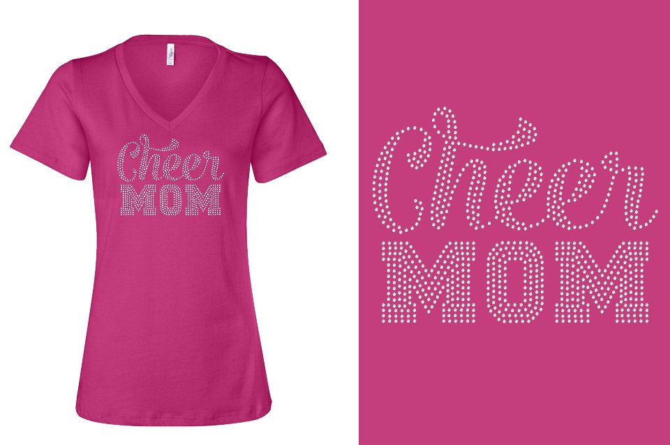 Rhinestones CA Cheer Athletics Cheer Mom Women's Relaxed V-Neck