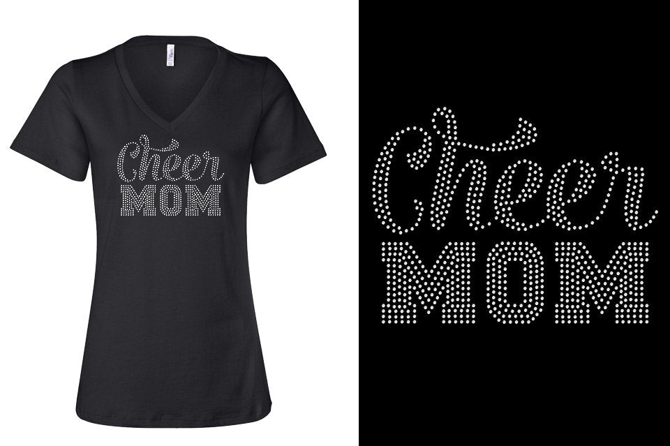 Rhinestones CA Cheer Athletics Cheer Mom Women's Relaxed V-Neck