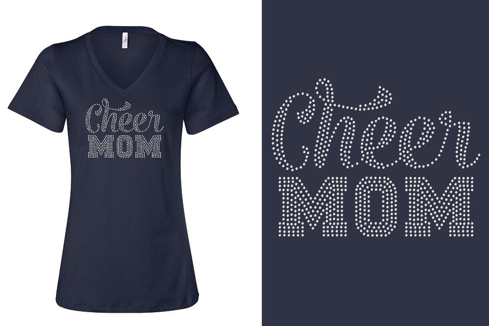 Rhinestones CA Cheer Athletics Cheer Mom Women's Relaxed V-Neck