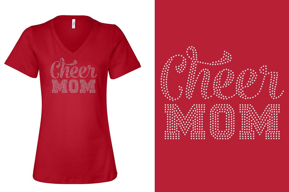 Rhinestones CA Cheer Athletics Cheer Mom Women's Relaxed V-Neck