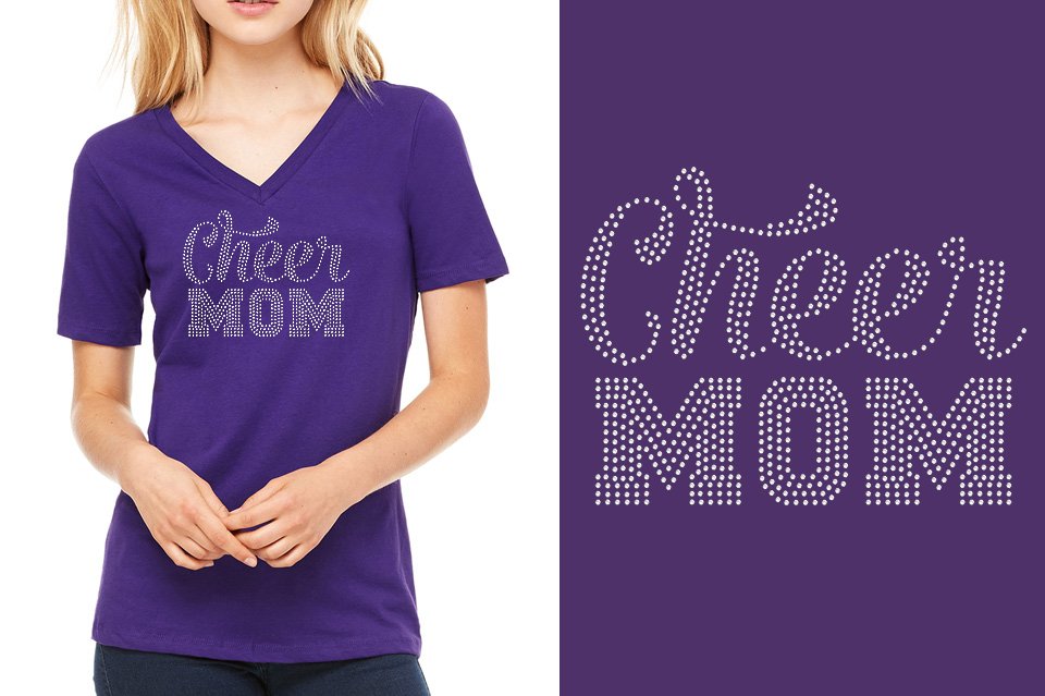 Rhinestones CA Cheer Athletics Cheer Mom Women's Relaxed V-Neck