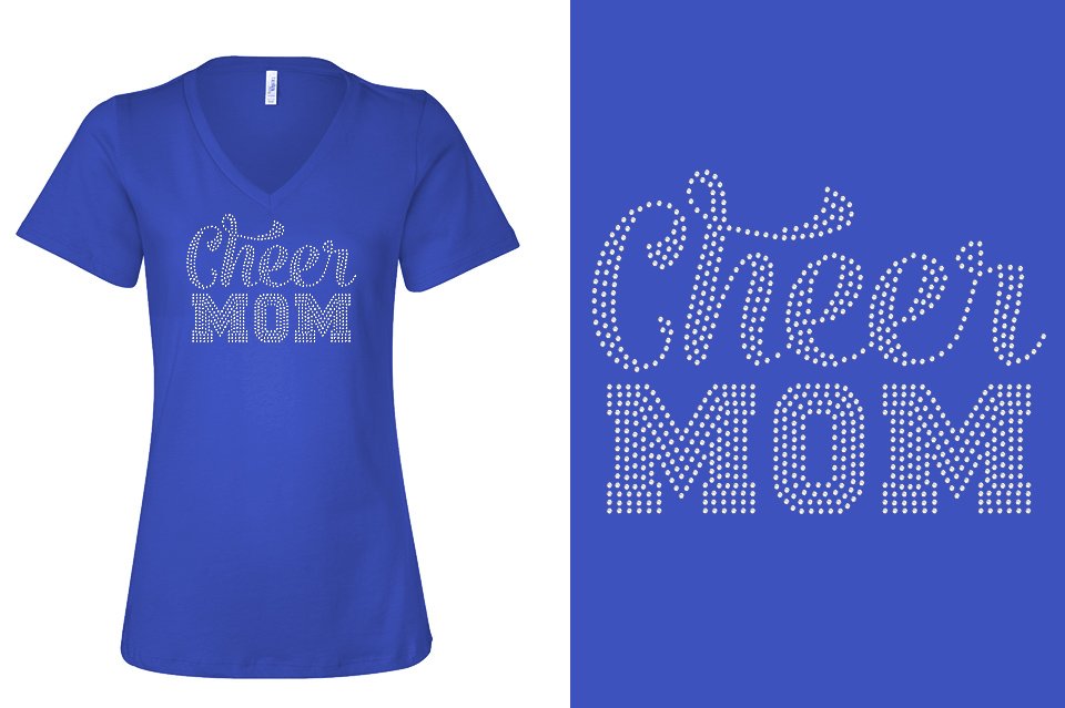 Rhinestones CA Cheer Athletics Cheer Mom Women's Relaxed V-Neck
