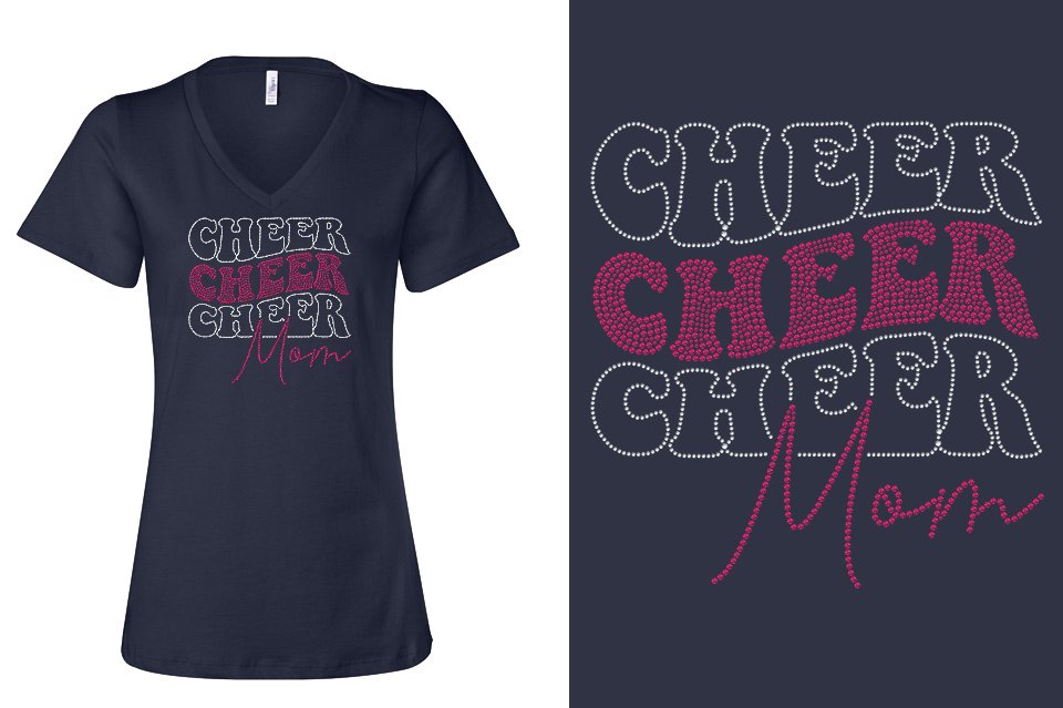 Rhinestones CA Cheer Athletics Cheer Mom Women's Relaxed V-Neck