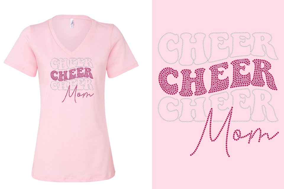 Rhinestones CA Cheer Athletics Cheer Mom Women's Relaxed V-Neck