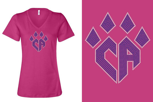 Rhinestones CA Cheer Athletics Women's Relaxed V-Neck