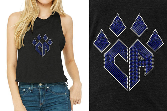 Rhinestones CA Cheer Athletics Women's Racerback Cropped Tank