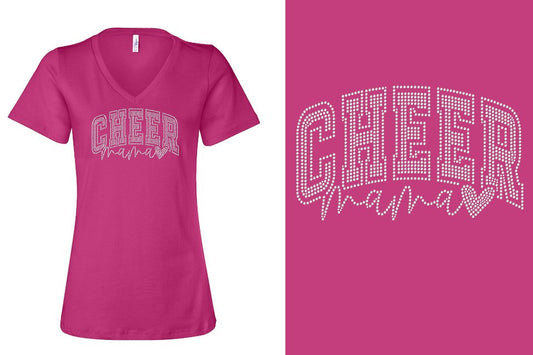 Rhinestones CA Cheer Athletics Cheer Mama Women's Relaxed V-Neck