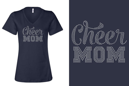 Rhinestones CA Cheer Athletics Cheer Mom Women's Relaxed V-Neck