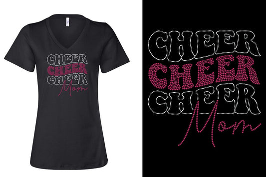 Rhinestones CA Cheer Athletics Cheer Mom Women's Relaxed V-Neck
